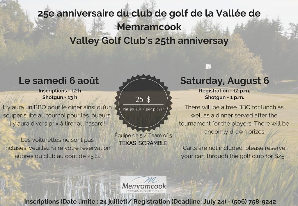 25e anniversaire tu club de golf de la Vallée de MemramcookValley Golf Clubs 25th anniversay